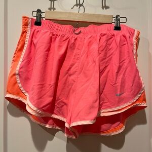 Nike Women's Vibrant Pink and Orange Athletic Shorts